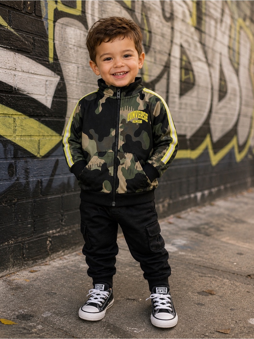 Converse Kids 2T Camo Zip-Up Jacket Lightweight All Star Toddler